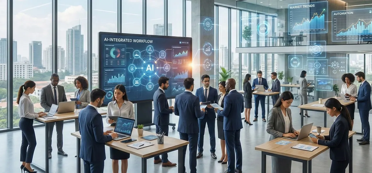 Corporate teams using AI